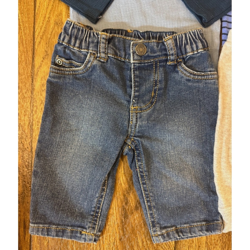 Baby Boy 3 Months Outfits Jeans Pants Long Sleeved Bodysuits‎ Shirts Clothes Lot - Picture 7 of 16